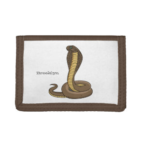 Brown cobra snake illustration  tri-fold wallet