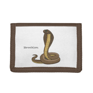 Brown cobra snake illustration tri-fold wallet