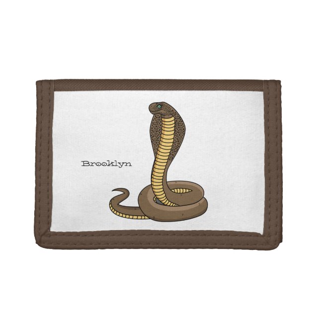 Brown cobra snake illustration  trifold wallet (Front)