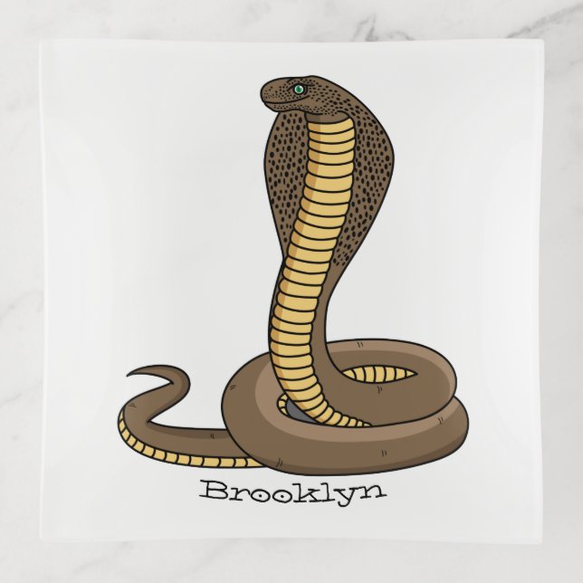Brown cobra snake illustration  trinket tray (Front)