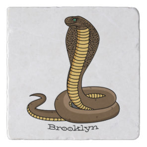 Brown cobra snake illustration trivet