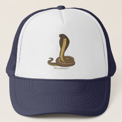 Brown cobra snake illustration trucker hat