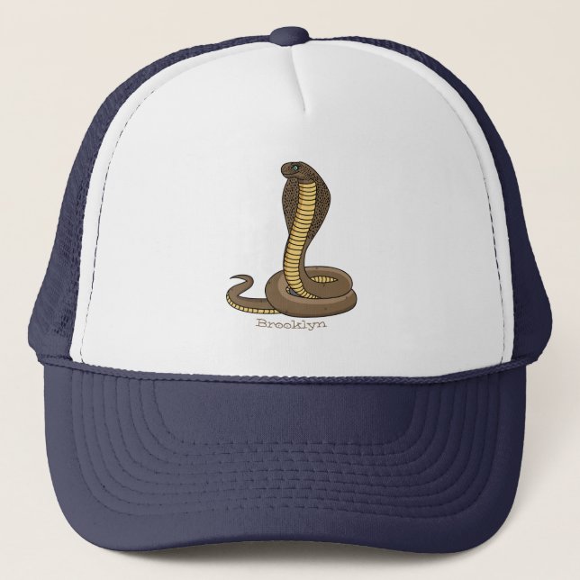 Brown cobra snake illustration trucker hat (Front)