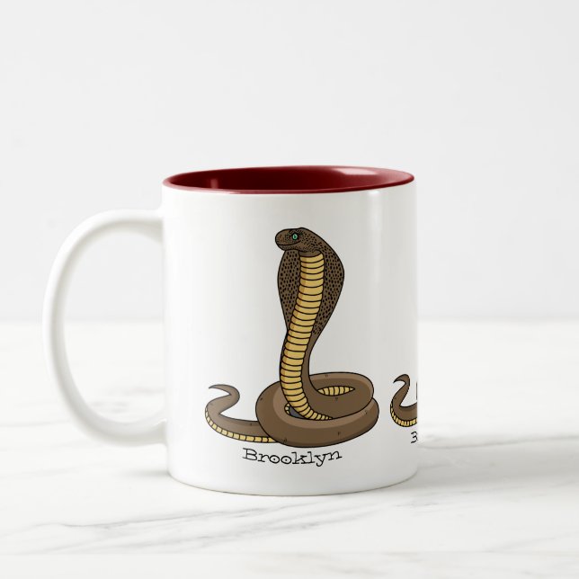Brown cobra snake illustration   Two-Tone coffee mug (Left)