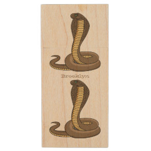 Brown cobra snake illustration  wood flash drive