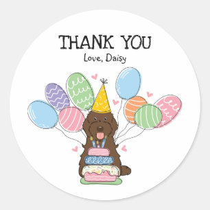 Brown Cockapoo Cavapoo Birthday Favor Tags Sticker