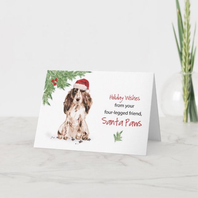Brown Cocker Spaniel Christmas From Dog in Funny Card (Front)