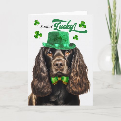 Brown Cocker Spaniel Dog Lucky St Patricks Day Holiday Card