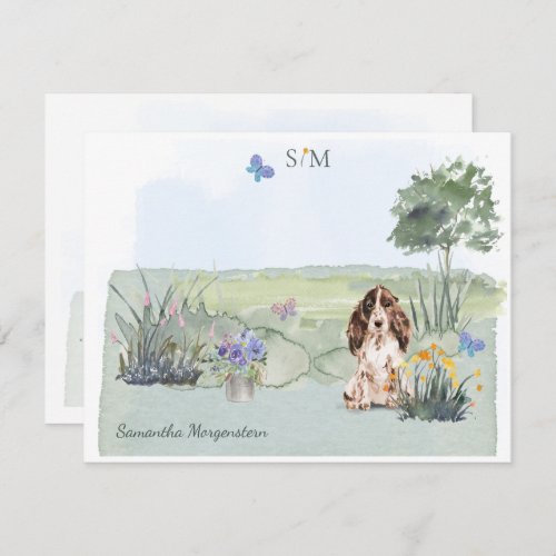 Brown Cocker Spaniel Dog Monogram and Name    Note Card