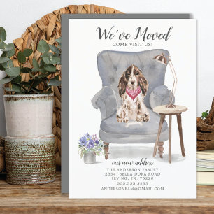 Brown Cocker Spaniel Dog Moving Announcement