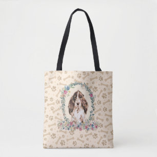 Brown Cocker Spaniel Dog Paw Print Dog Bone Cute Tote Bag