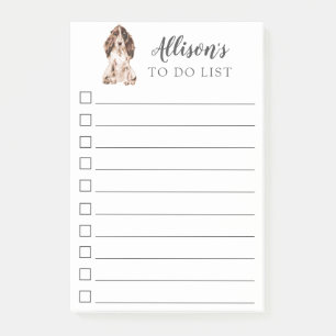 Brown Cocker Spaniel Dog Personalized To Do List Post-it Notes