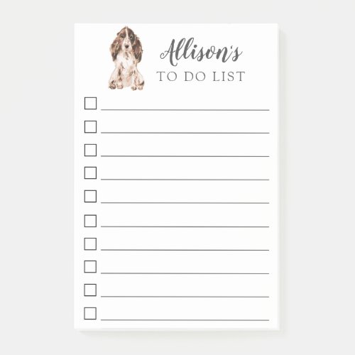 Brown Cocker Spaniel Dog Personalized To Do List Post_it Notes