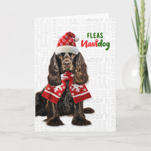 Brown Cocker Spaniel Funny Fleas Navidog Christmas Holiday Card