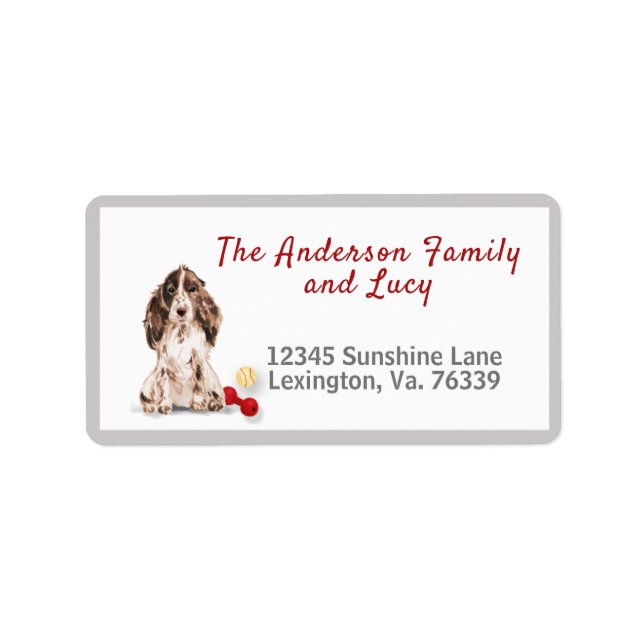 Brown Cocker Spaniel Home Return Address     Label (Front)