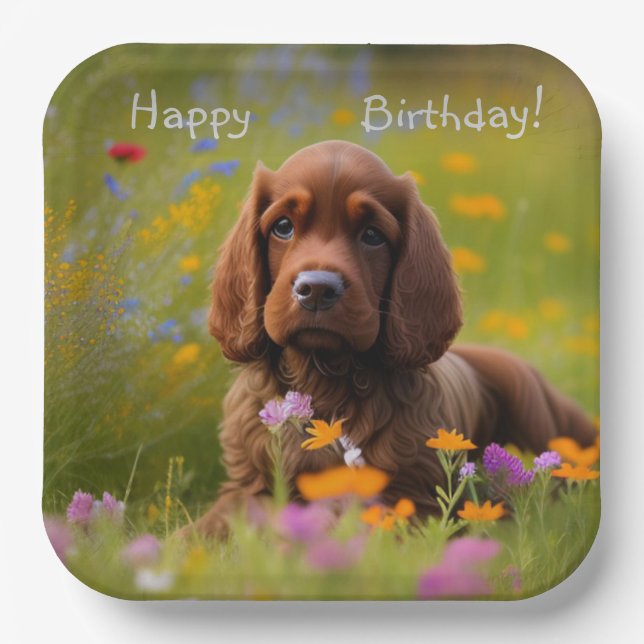 Brown Cocker Spaniel  Paper Plates (Front)