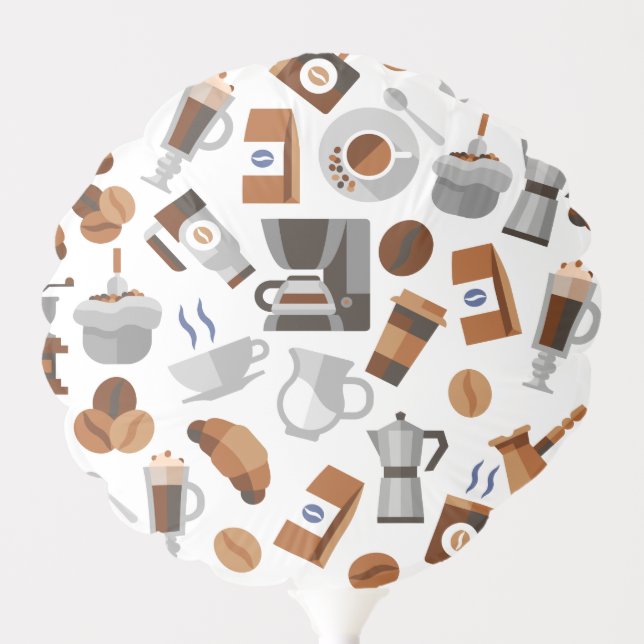 Brown Coffee and Croissant Pattern Balloon (Front)