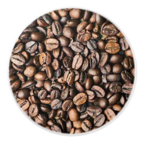 Brown Coffee Bean Background Ceramic Knob
