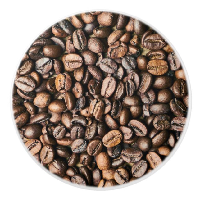 Brown Coffee Bean Background Ceramic Knob (Front)