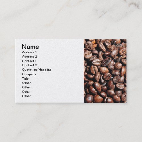 BROWN COFFEE BEANS PHOTOGRAPHY BACKGROUNDS FOODS BUSINESS CARD TEMPLATE