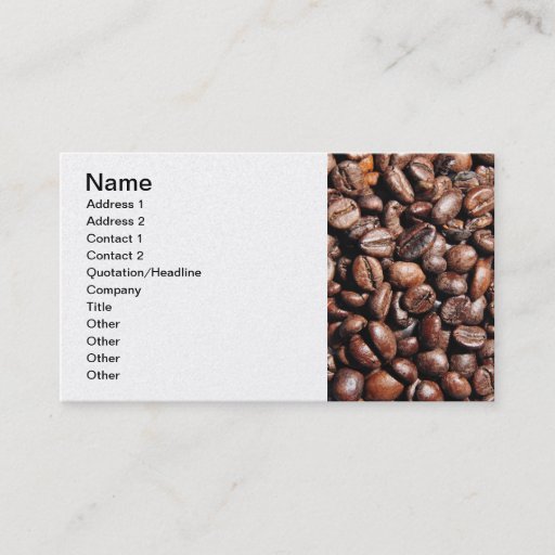 Customizable BROWN COFFEE BEANS PHOTOGRAPHY BACKGROUNDS FOODS BUSINESS CARD TEMPLATE