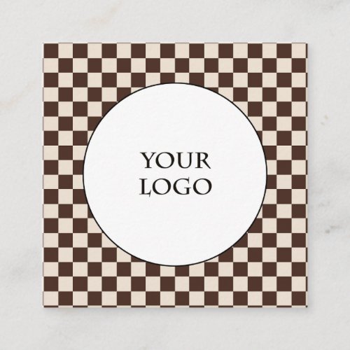 Brown Coffee Colors Beige Checks Pattern  Logo Square Business Card