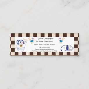 Brown Coffee Colors Beige Checks Pattern & Pet car Mini Business Card
