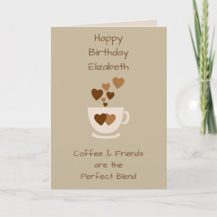 Brown Coffee & Friends Birthday greeting Card