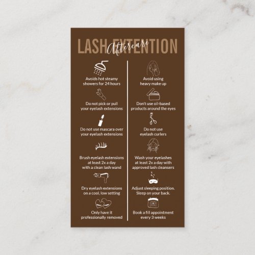 Brown Coffee Icon Makeup Lash Extension Aftercare Business Card