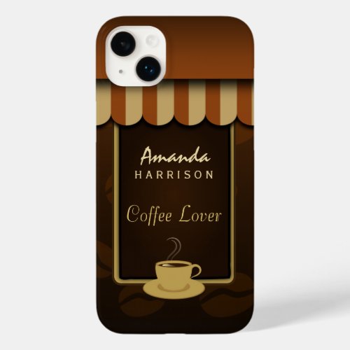 Brown Coffee Lover Cafe Shop Front Awnings Tough Case_Mate iPhone 14 Plus Case