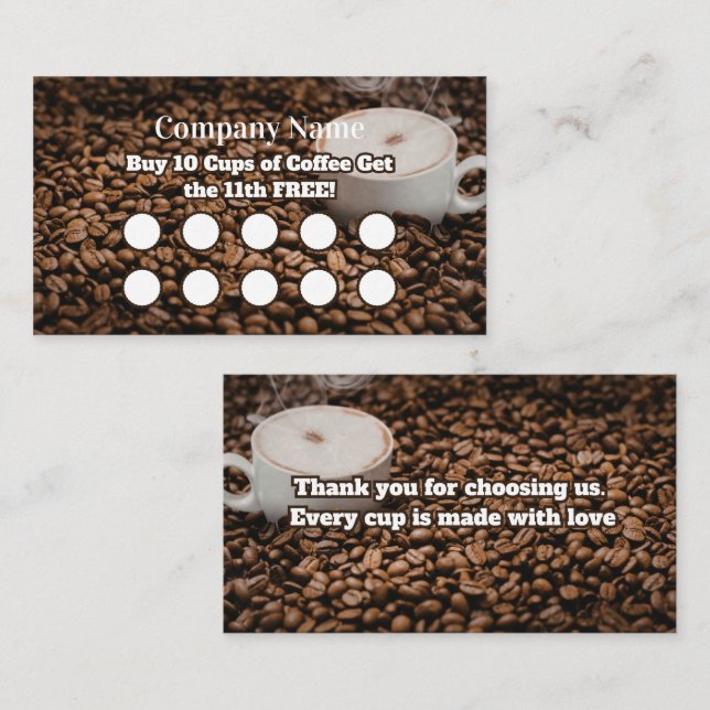 Brown Coffee Loyalty Card Beans Background (Front/Back)
