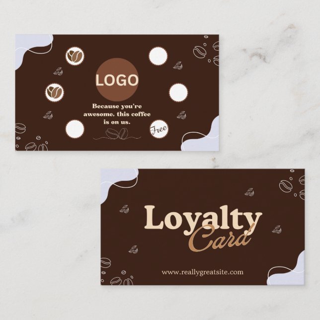 Brown Coffee Loyalty Card Modern Cafe Style (Front/Back)