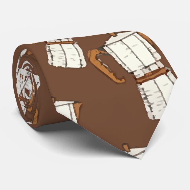 Brown Coffee seamless pattern artwork   Neck Tie (Rolled)
