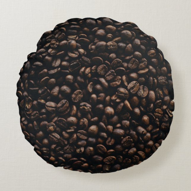 Brown coffee seeds round pillow (Front)