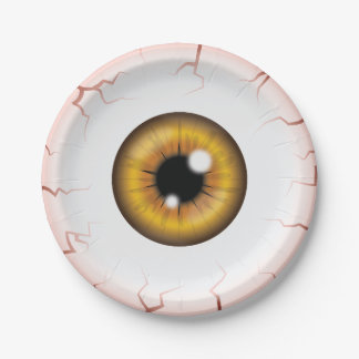 Brown Color Eyeball Halloween Bloodshot Eyeball Paper Plates