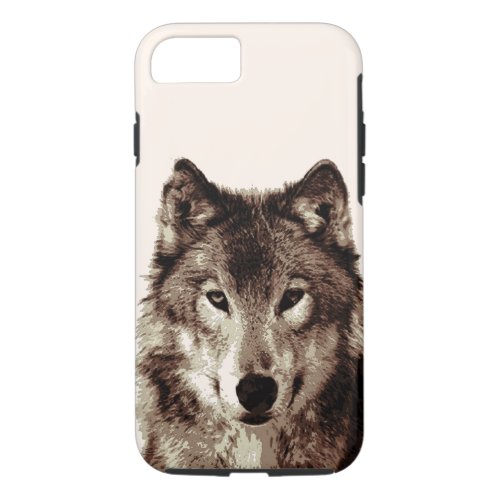 Brown Color Tones Wolf Tough iPhone 7 Case