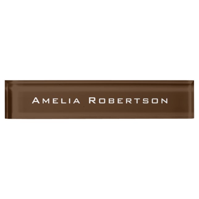 Brown Color Trendy Modern Professional Custom Desk Name Plate (Front)
