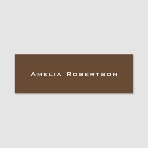 Brown Color Trendy Modern Professional Custom Name Tag