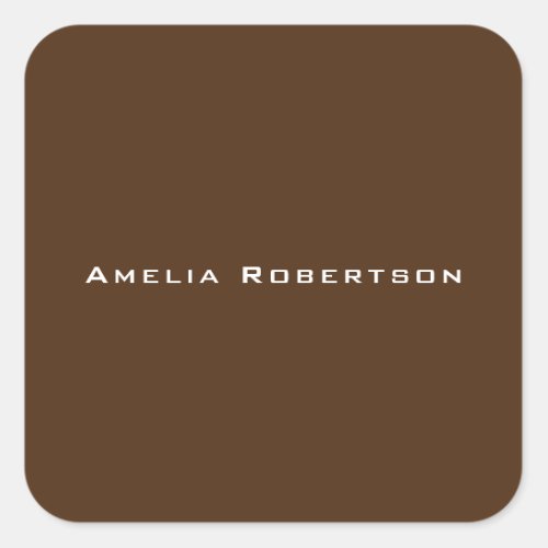 Brown Color Trendy Modern Professional Custom Square Sticker