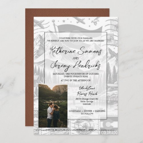 Brown Colorado Passport Wedding Invitation