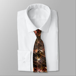 Brown colored triangular mosaic with slight relief neck tie