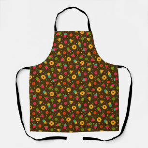 Brown colorful summer ice-cream pattern apron