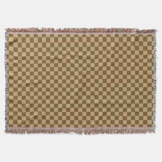 Brown Combination Classic Checkerboard Throw Blanket (Front)