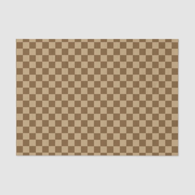 Brown Combination Classic Checkerboard Tissue Paper (Front)
