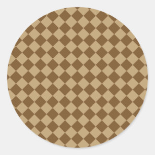 Brown Combination Diamond Pattern by STaylor Classic Round Sticker