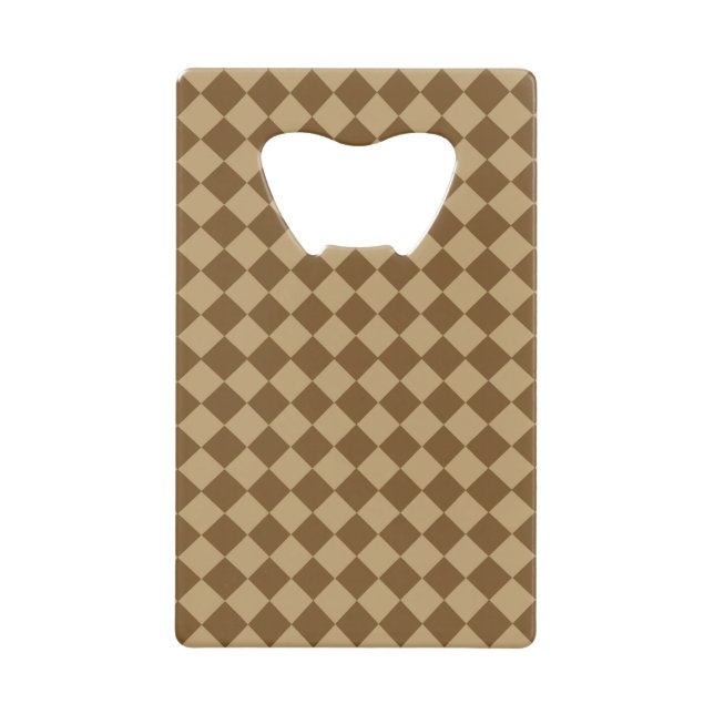 Brown Combination Diamond Pattern by STaylor Credit Card Bottle Opener (Front)