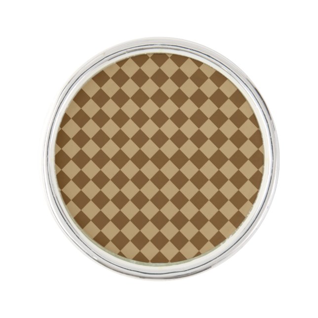 Brown Combination Diamond Pattern by STaylor Lapel Pin (Front)