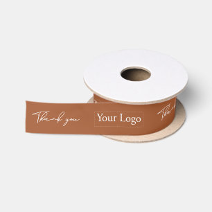Brown Company Logo Business Thank you Packaging Satin Ribbon