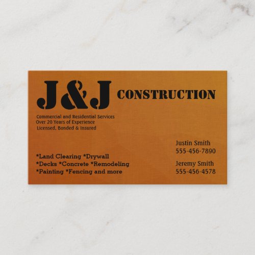 Brown Construction Business Card