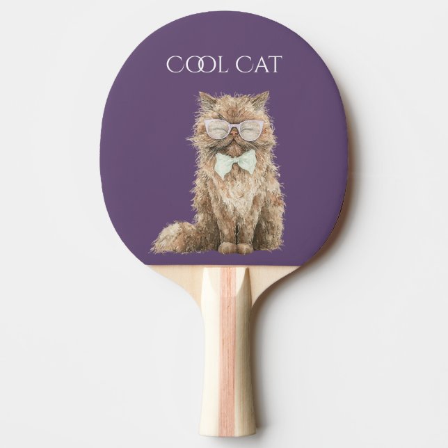 Brown Cool Cat Glasses   Ping Pong Paddle (Front)